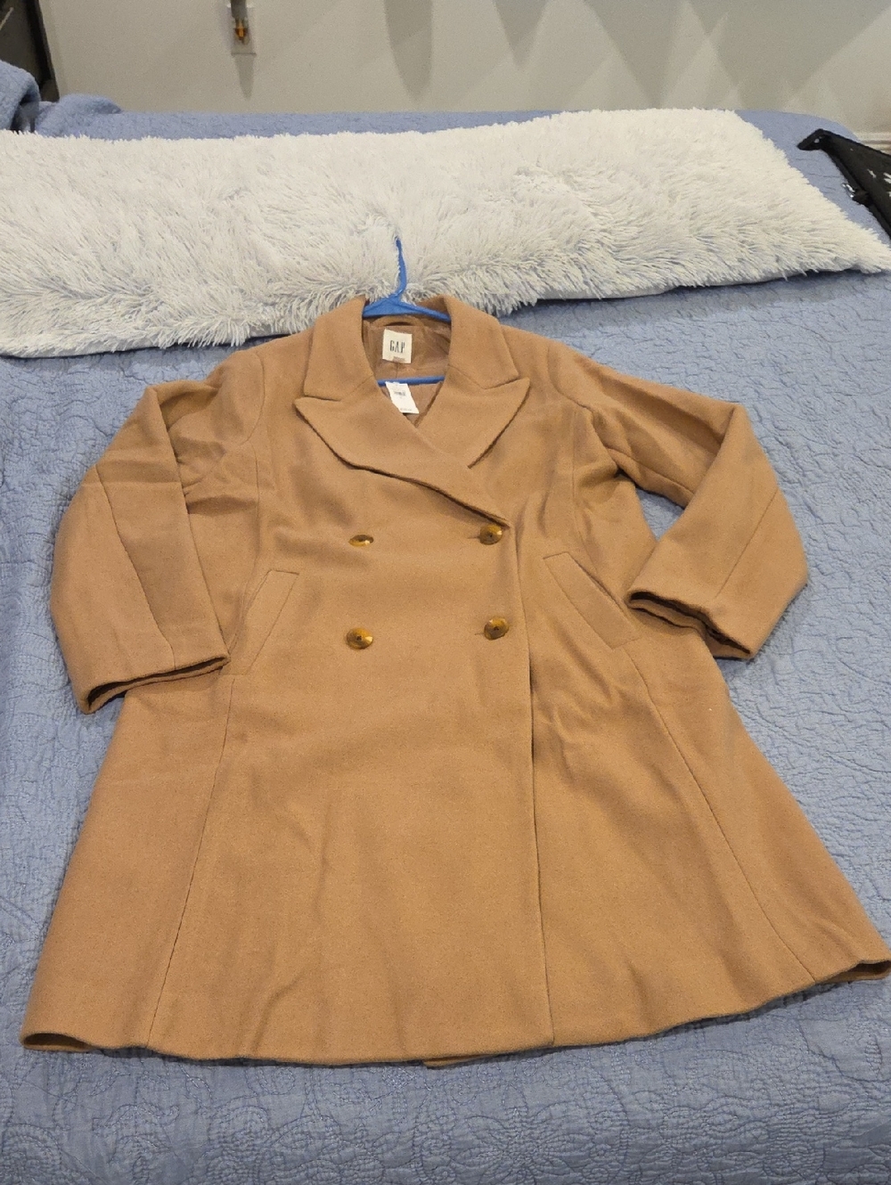 GAP Double-Breasted Camel Pea Coat Size L, New With Tags! - Picture 4 of 10